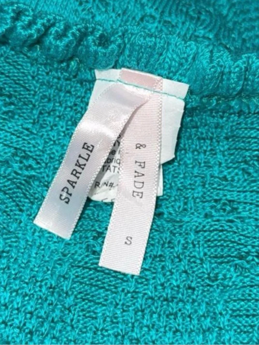 Sparkle & Fade Teal Crochet Knit Spaghetti Strap Tank
